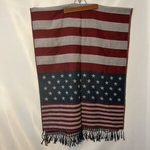 American Flag Scarf with tassels New 70" X 27" Hand wash 100% Acrylic